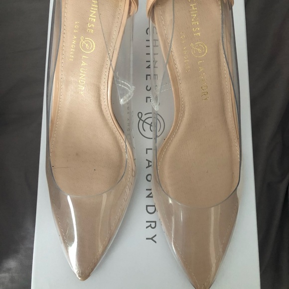 Chinese Laundry vinyl/smooth nude heels size 8.5 - Picture 3 of 8